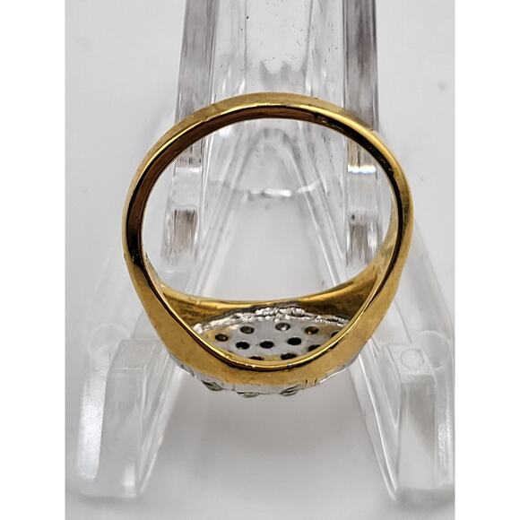 Vintage 18K HGE Gold Ring Marquise Cluster Clear Stones Size 6.75 - Picture 7 of 8